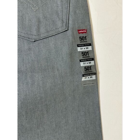 New Levi's 501 Shrink To Fit Original Straight Rigid Gray Jeans Men's 31x32 - Picture 5 of 5